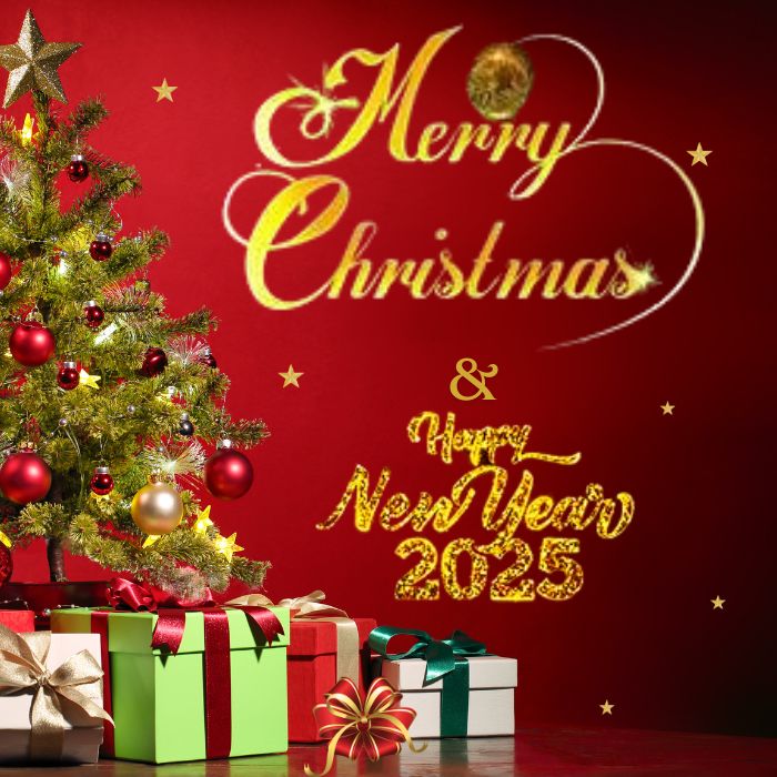 Festive image conveying warm wishes for a Merry Christmas and a Happy New Year, adorned with holiday decorations. .Merry Christmas and Happy New Year.