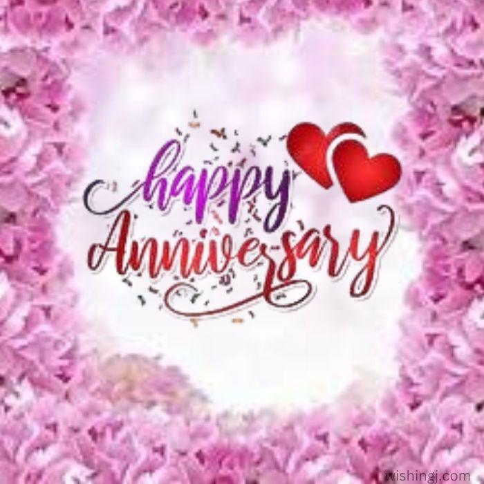 Colorful anniversary card featuring heartfelt wishes for a happy marriage between husband and wife. Happy Wedding Anniversary.